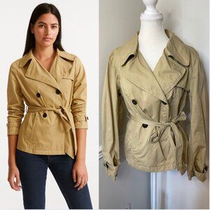 Love Tree Double Breasted Short Trench Coat with Belt L